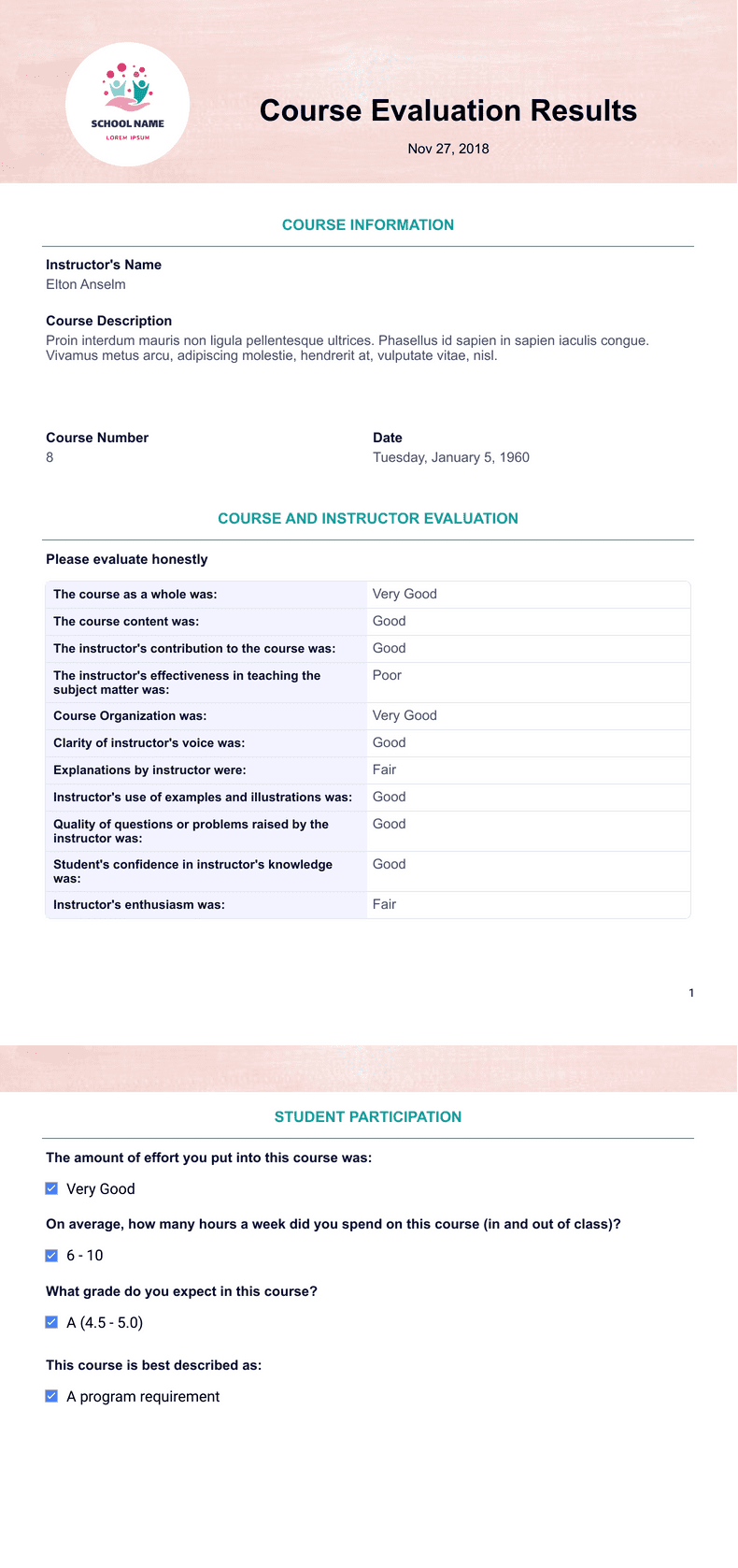 Course Evaluation Template PDF Templates Jotform