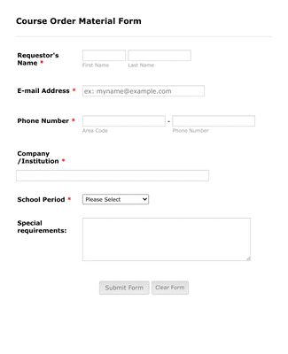 Course Material Order Form Template | Jotform