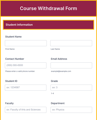 Form Templates: Course Withdrawal Form