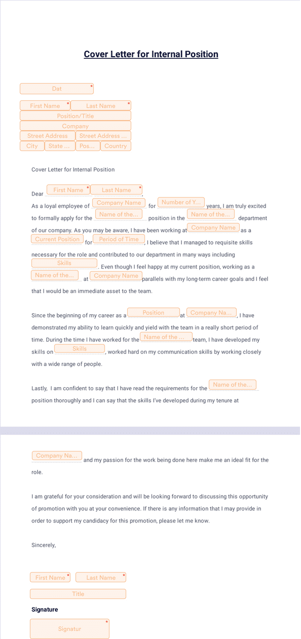 PDF Templates: Cover Letter for Internal Position
