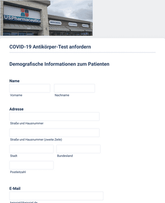Form Templates: COVID 19 Antikörper Test anfordern