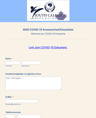Form Templates: COVID 19 AnwesenheitCheckliste