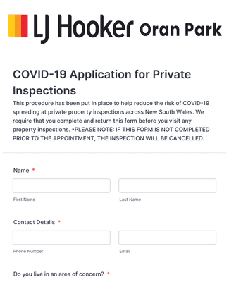 COVID-19 Application for Private Inspections
