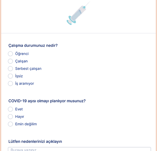 Form Templates: COVID 19 Aşısı Anketi
