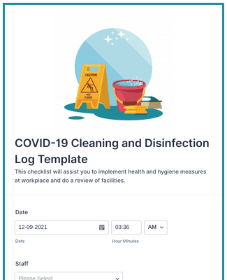 Form Templates: COVID 19 Cleaning and Disinfection Log Template
