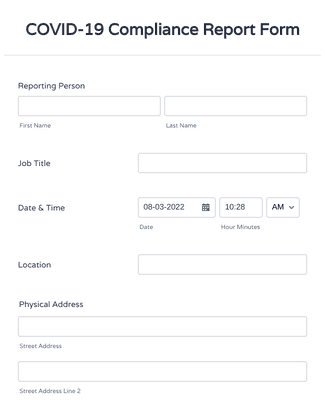 Form Templates: COVID 19 Compliance Report Form