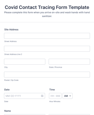 Form Templates: Covid Contact Tracing Form Template