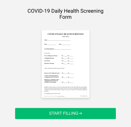 Form Templates: COVID 19 Daily Health Screening Form