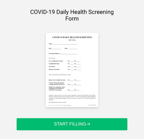 Covid Test Control Form.pdf Health Symptoms Questionnaire Form Template | Jotform
