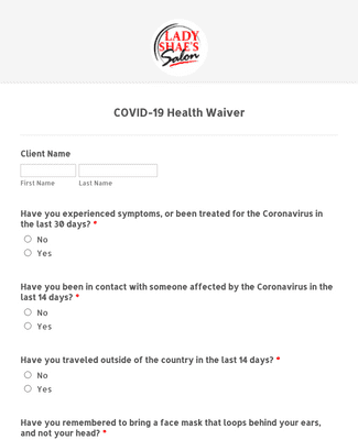 COVID-19 Health Waiver Form Template | Jotform