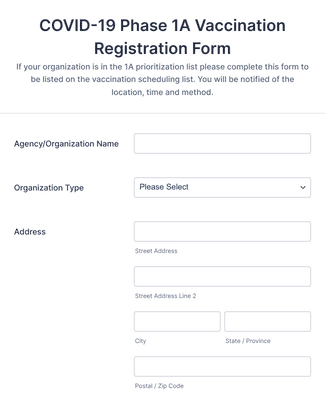 COVID-19 Phase 1A Vaccination Registration Form Template | Jotform