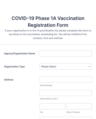 COVID-19 Phase 1A Vaccination Registration Form Template | Jotform