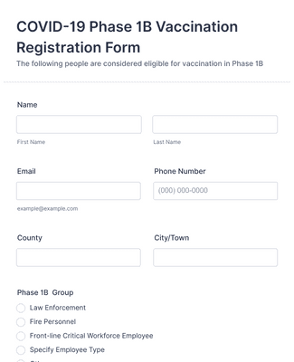 COVID-19 Phase 1B Vaccination Registration Form Template | Jotform