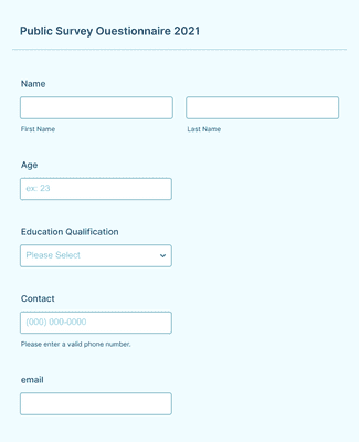 COVID-19 Public Survey Form Template | Jotform