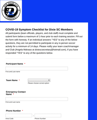 Form Templates: COVID 19 SYMPTOM CHECKLIST 