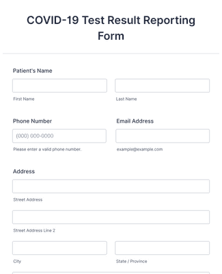 Form Templates: COVID 19 Test Result Reporting Form