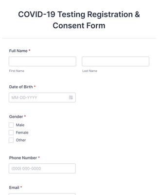 COVID-19 Testing Registration and Consent Form Template | Jotform