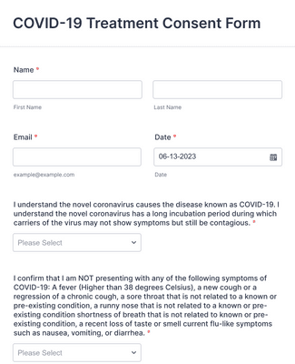 COVID-19 Treatment Consent Form Template | Jotform