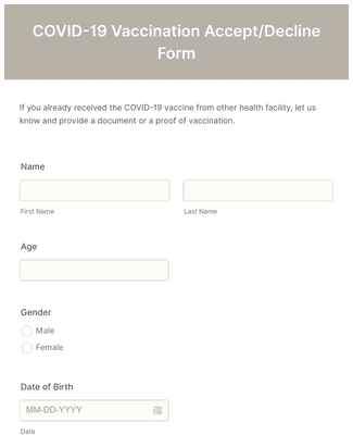 COVID-19 Vaccination AcceptDecline Form Template | Jotform