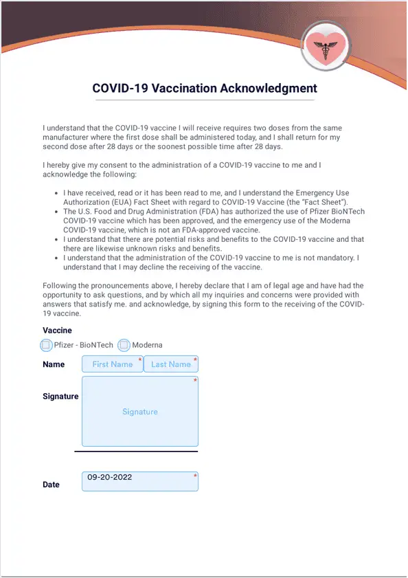COVID-19 Vaccination Acknowledgment