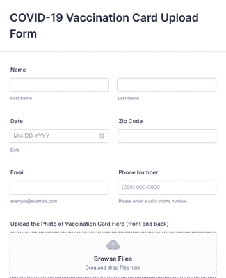Form Templates: COVID 19 Vaccination Card Upload Form
