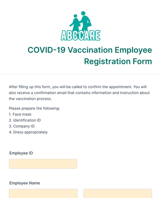 COVID-19 Vaccination Employee Registration Form Template | Jotform