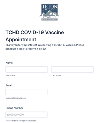 Form Templates: COVID 19 Vaccine Appointments