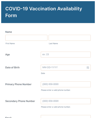 COVID-19 Vaccine Availability Form Template | Jotform