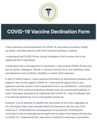 Cdc Declination Form COVID-19 Vaccine Order Form Template | Jotform