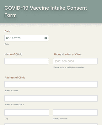 COVID-19 Vaccine Intake Consent Form Template | Jotform