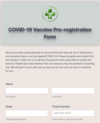 COVID-19 Vaccine Pre-registration Form