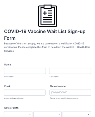 COVID-19 Vaccine Wait List Sign-up Form Template | Jotform