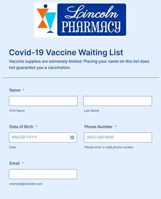 Covid-19 Vaccine Waiting List Form Template | Jotform