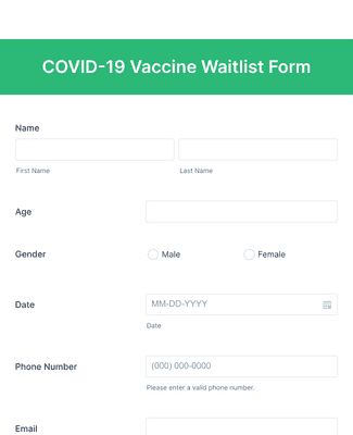 COVID-19 Vaccine Waitlist Form Template | Jotform