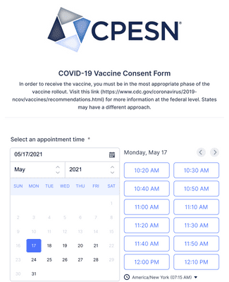 Moderna COVID-19 Vaccine Appointment Scheduling and Consent Form - CPESN