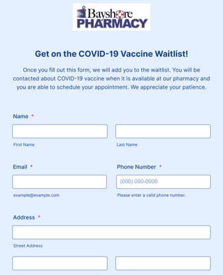 COVID-19 Waitlist Form Template | Jotform