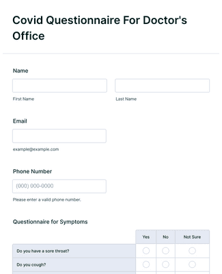Covid Questionnaire For Doctors Office Form Template | Jotform