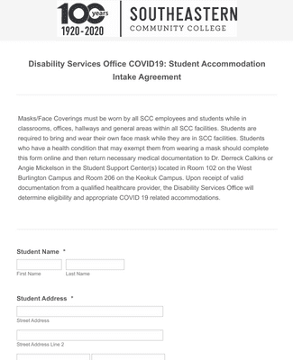 Form Templates: COVID Student Intake Agreement