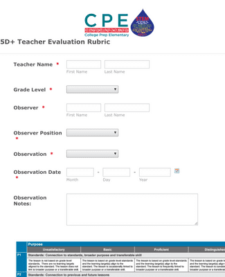 Form Templates: CPE 5D Teacher Evaluation Form