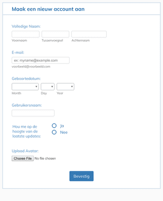 Form Templates: Create Account