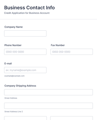 Form Templates: Small Business Credit Application Form
