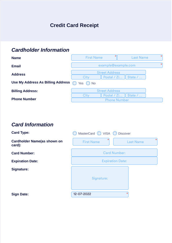 Credit Card Receipt Sign Templates Jotform 3566