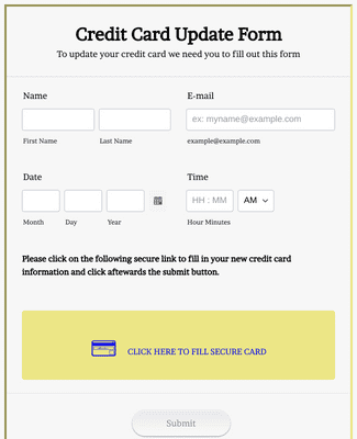 Form Templates: Credit Card Update Form