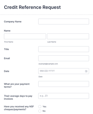 Credit Reference Request Form Template Jotform