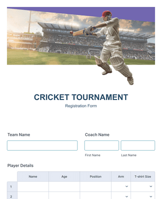 Form Templates: Cricket Tournament Registration Form