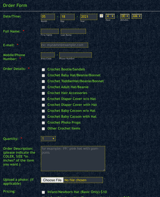Crochet Order Form
