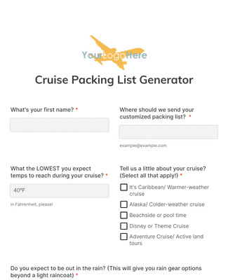 Form Templates: [Travel Agency Template] Cruise Packing List Generator 
