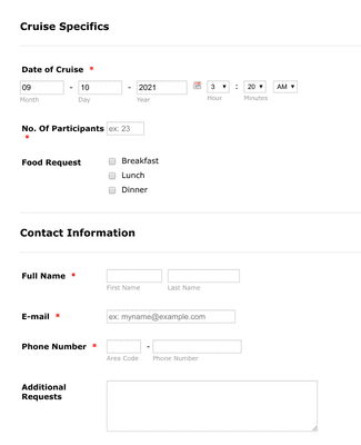 Form Templates: Cruise Registration Form