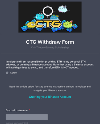 CTG Withdraw Form
