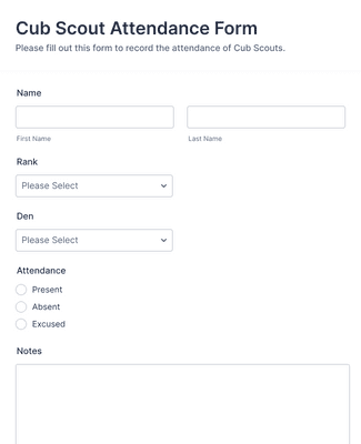 Cub Scout Attendance Form Template | Jotform